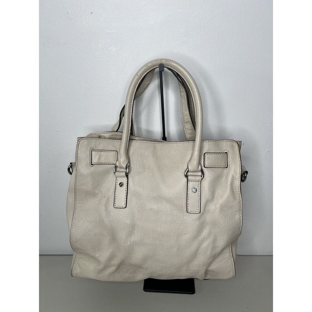 Michael Kors Hamilton Lock Cream Leather Large Satchel Shoulder Bag - Picture 2 of 11